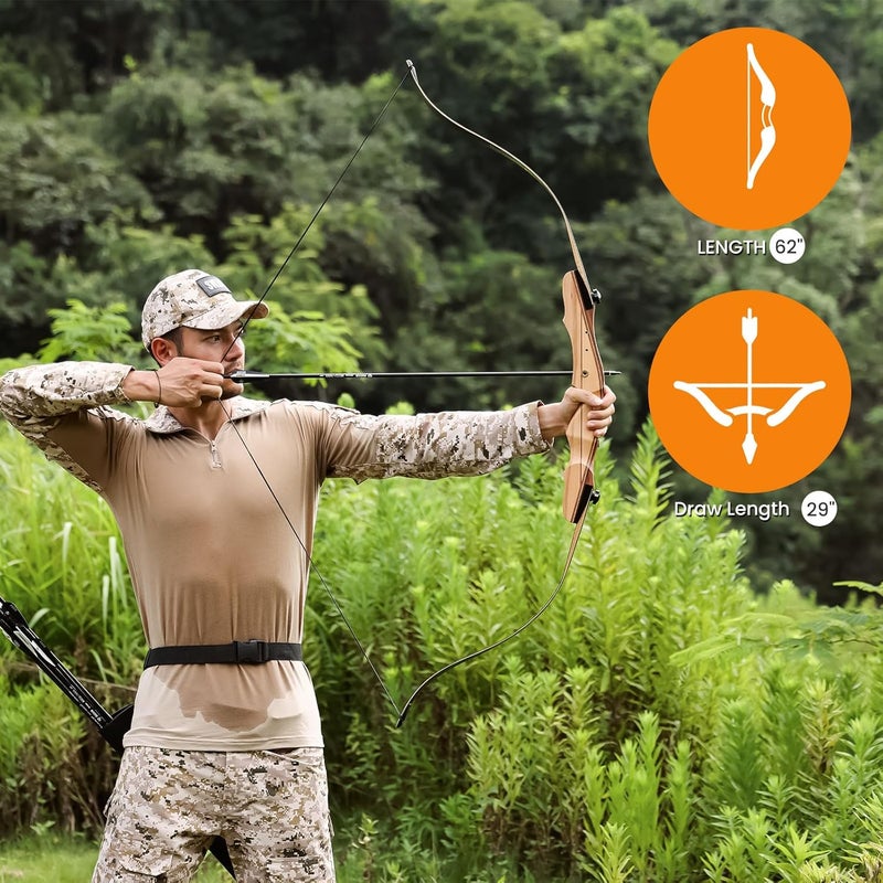 motion zeus Standard Target Archery for Adult & Youth Beginner, 62 Inch Wooden Takedown Recurve Bow for Training,Hunting, Practice & Competition（20-50lbs） - Image 2
